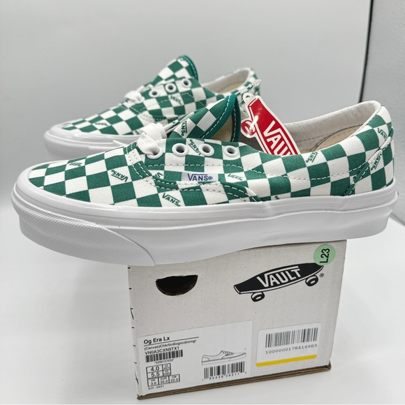 NWT Vans OG Era LX Low Lace Up Sneakers green logo checkerboard classic sneakers - Picture 14 of 16